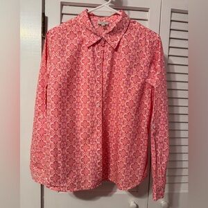 Talbots Pink Patterned Casual Button Down Shirt